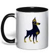 Чашка с цветной ручкой Doberman standing Черный фото