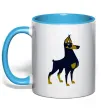 Чашка с цветной ручкой Doberman standing Голубой фото