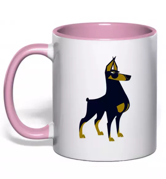 Чашка с цветной ручкой Doberman standing Нежно розовый фото