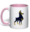 Чашка с цветной ручкой Doberman standing Нежно розовый фото