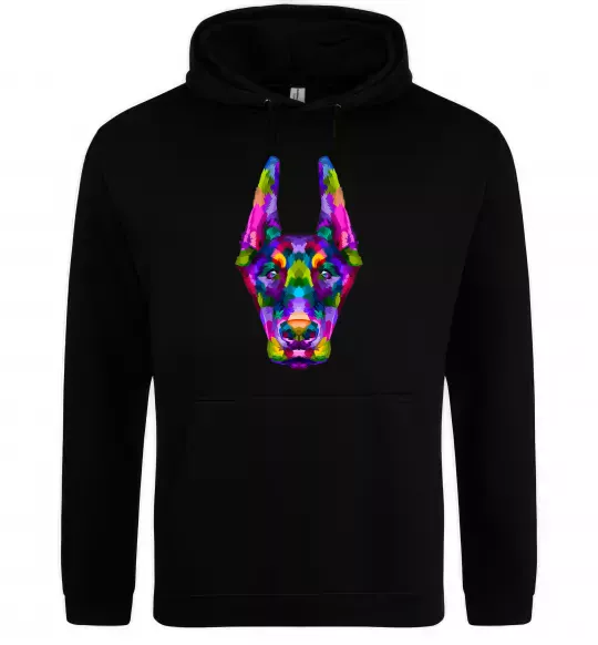 Мужская толстовка (худи) Colored doberman Черный фото