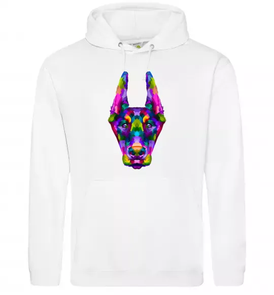 Мужская толстовка (худи) Colored doberman Белый фото
