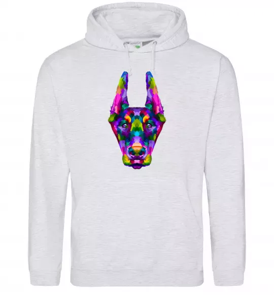 Мужская толстовка (худи) Colored doberman Серый меланж фото