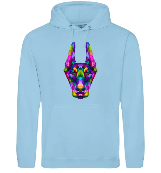 Мужская толстовка (худи) Colored doberman Голубой фото