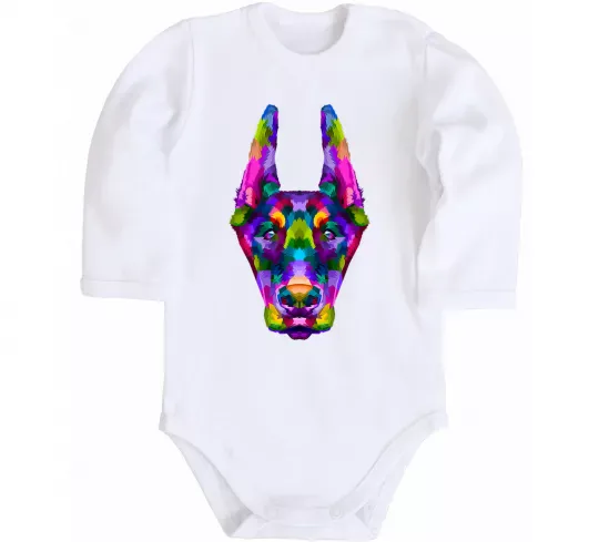 Детский боди Colored doberman Белый фото