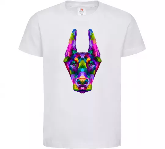Дитяча футболка Colored doberman Білий фото