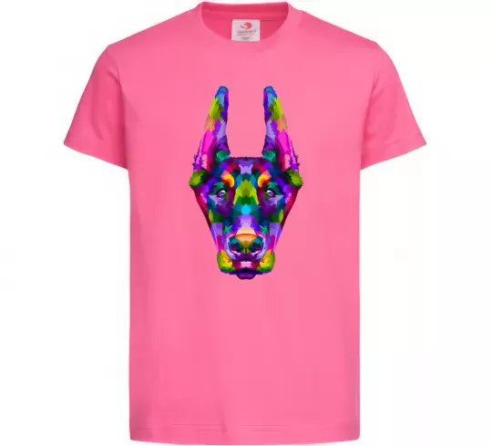 Дитяча футболка Colored doberman Яскраво-рожевий фото