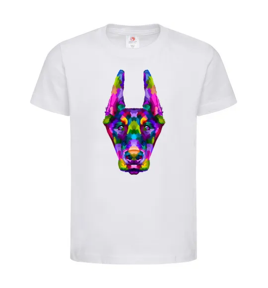 Дитяча футболка Colored doberman Білий фото