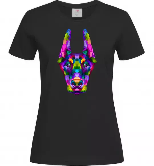 Женская футболка Colored doberman Черный фото