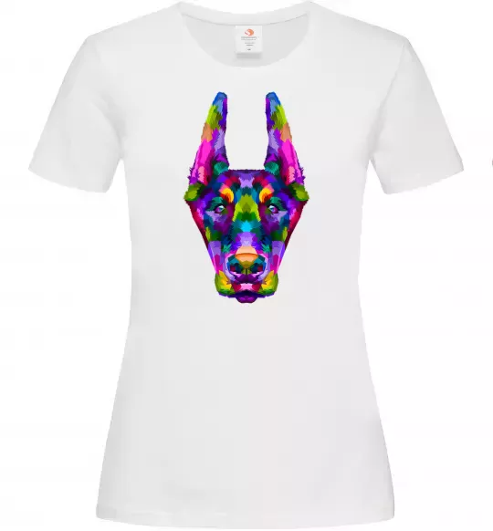 Женская футболка Colored doberman Белый фото