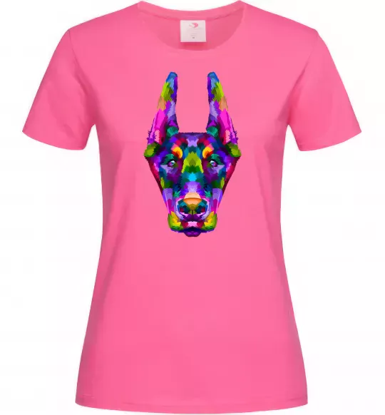 Женская футболка Colored doberman Ярко-розовый фото