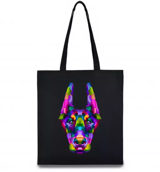 Еко-сумка Colored doberman Чорний фото