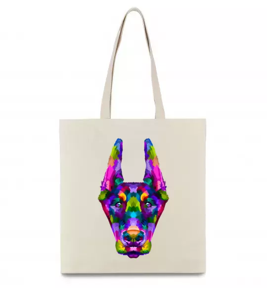 Еко-сумка Colored doberman Бежевий фото