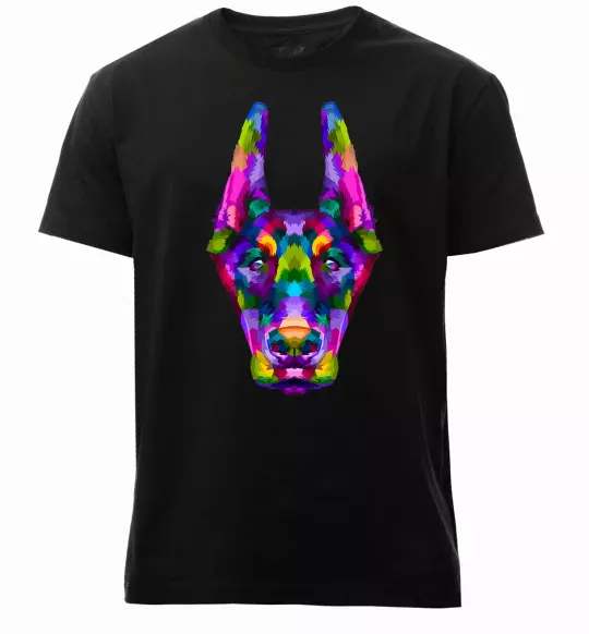 Чоловіча преміум футболка Colored doberman Чорний фото