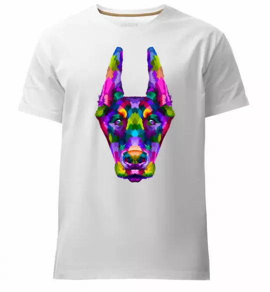 Чоловіча преміум футболка Colored doberman Білий фото