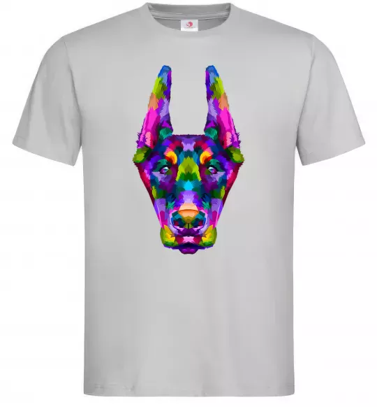 Мужская футболка Colored doberman Серый фото