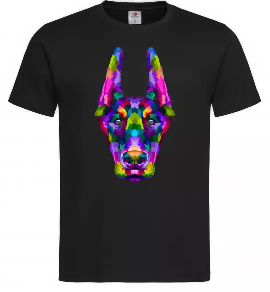 Мужская футболка Colored doberman Черный фото