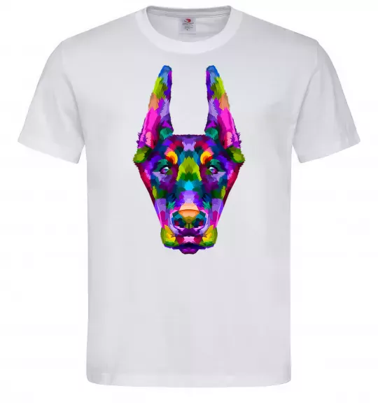 Мужская футболка Colored doberman Белый фото