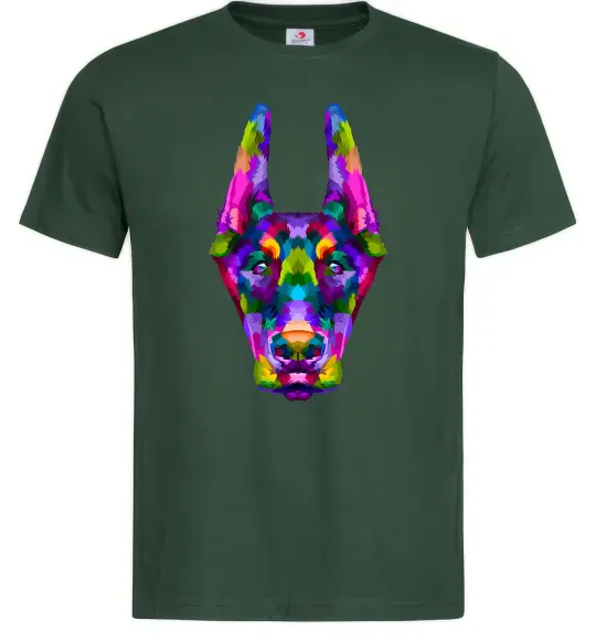 Мужская футболка Colored doberman Темно-зеленый фото