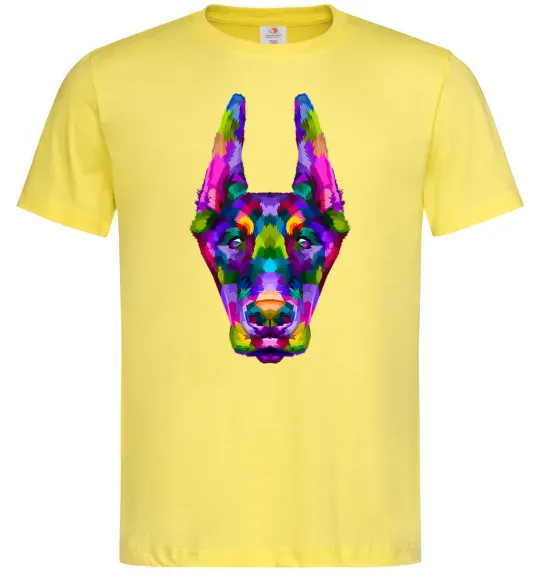 Мужская футболка Colored doberman Лимонный фото