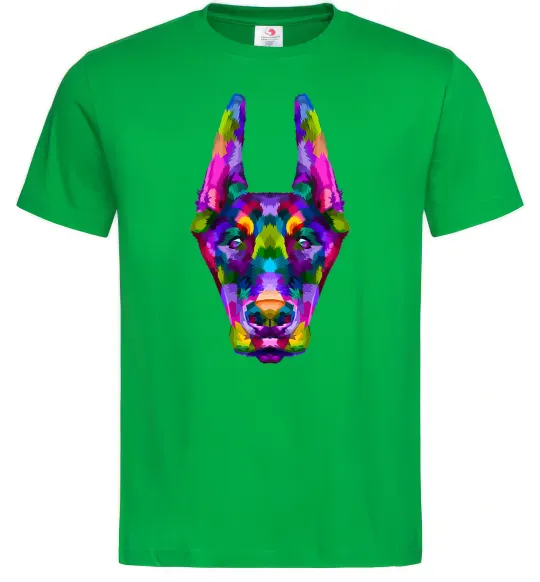 Мужская футболка Colored doberman Зеленый фото