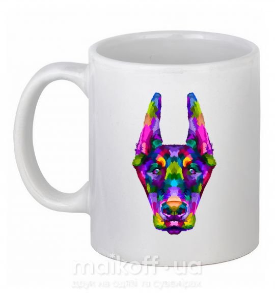 Чашка керамическая Colored doberman Белый фото
