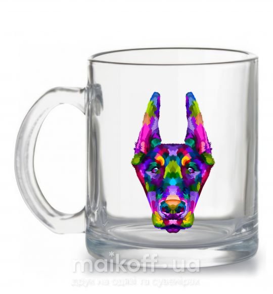 Чашка стеклянная Colored doberman Прозрачный фото