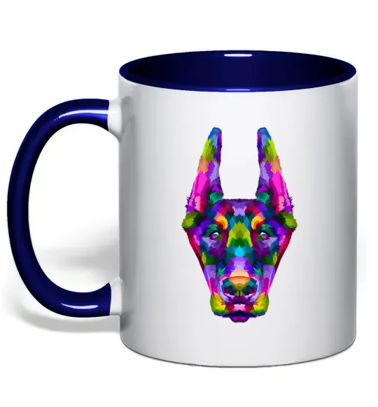 Чашка з кольоровою ручкою Colored doberman Глибокий темно-синій фото