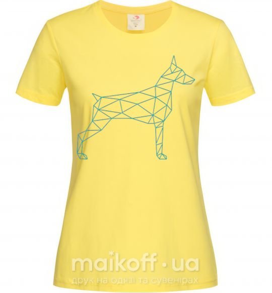 Женская футболка Бирюзовый доберман Лимонный фото