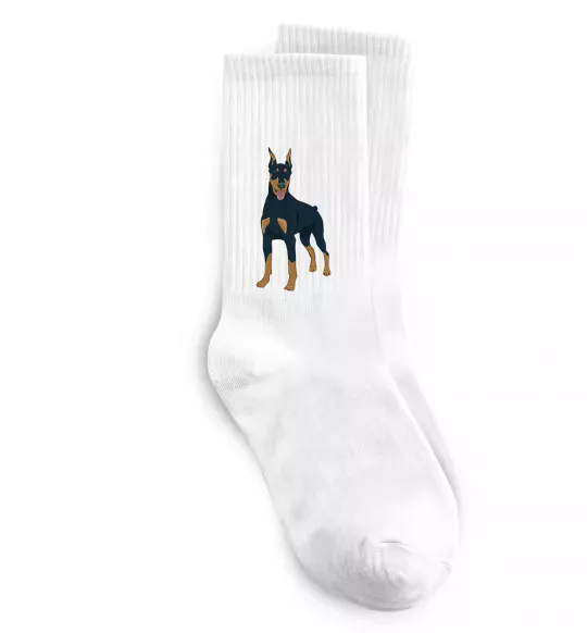Шкарпетки Доберман стоїть Білий фото