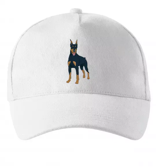 Кепка Доберман стоїть Білий фото