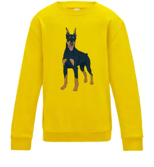 Детский Свитшот Доберман стоїть Солнечно желтый фото