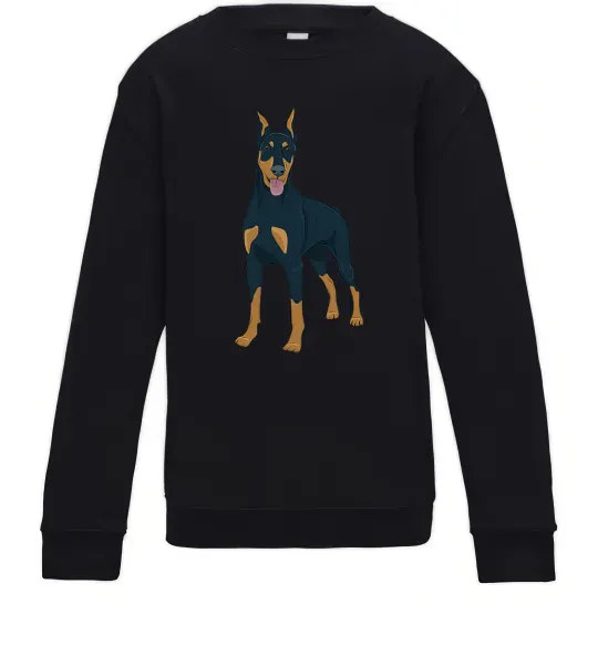 Детский Свитшот Доберман стоїть Черный фото