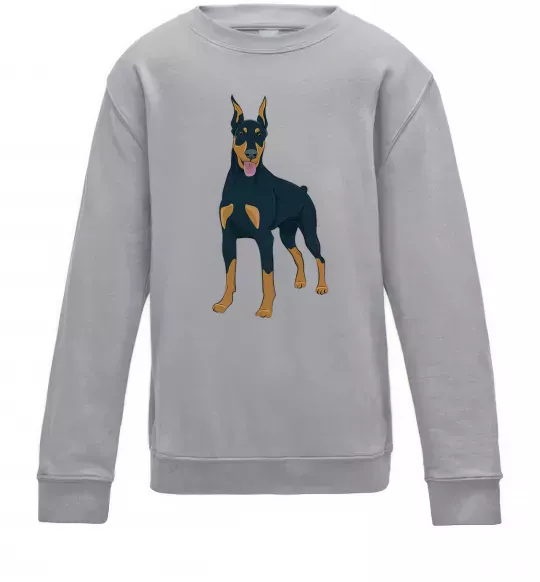 Детский Свитшот Доберман стоїть Серый меланж фото