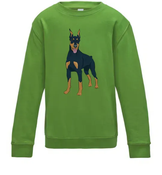Детский Свитшот Доберман стоїть Лаймовый фото
