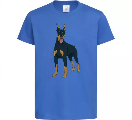 Детская футболка Доберман стоїть Ярко-синий фото