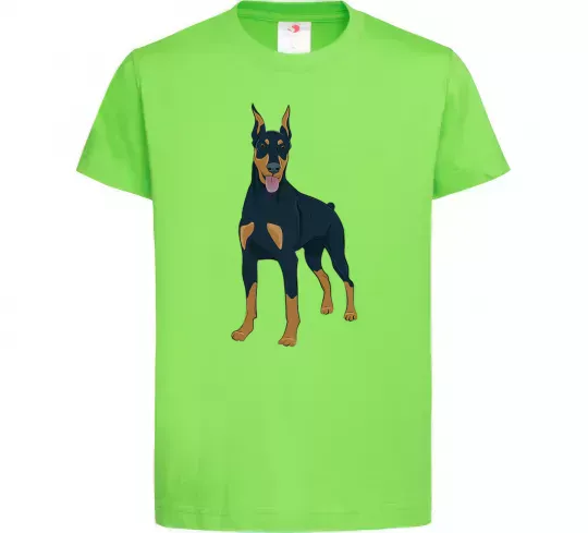 Детская футболка Доберман стоїть Лаймовый фото