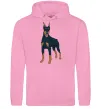 Чоловіча толстовка (худі) Доберман стоїть Рожевий фото