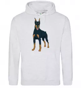 Мужская толстовка (худи) Blackrcolor doberman Серый меланж фото