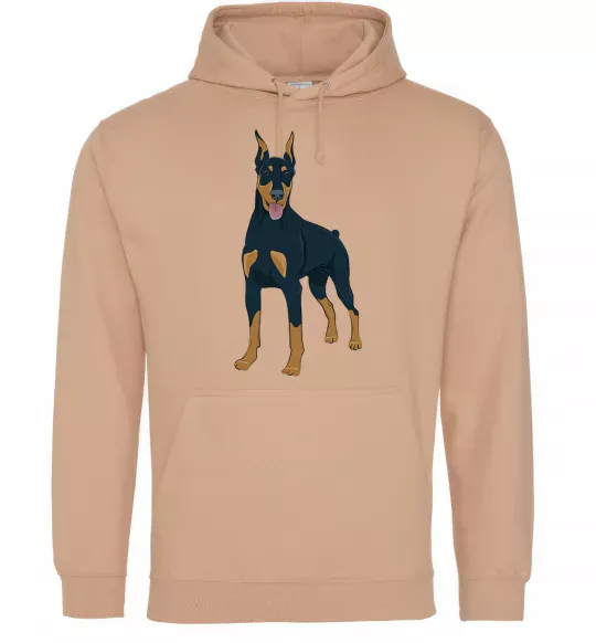 Чоловіча толстовка (худі) Доберман стоїть Пісочний фото