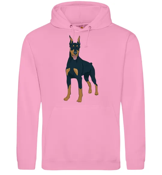 Женская толстовка (худи) Доберман стоїть Розовый фото