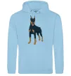 Женская толстовка (худи) Доберман стоїть Голубой фото