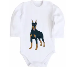 Дитячий бодік Doberman standing Білий фото