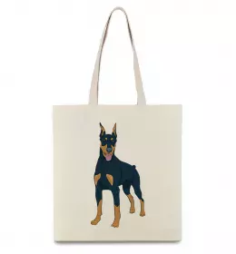 Эко-сумка Doberman art Бежевый фото Эко-сумка Doberman art Бежевый фото