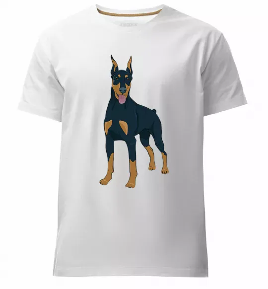 Чоловіча преміум футболка Доберман стоїть Білий фото