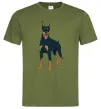 Мужская футболка Доберман стоїть Оливковый фото