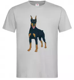Мужская футболка Доберман стоїть Серый фото