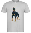 Мужская футболка Доберман стоїть Серый фото