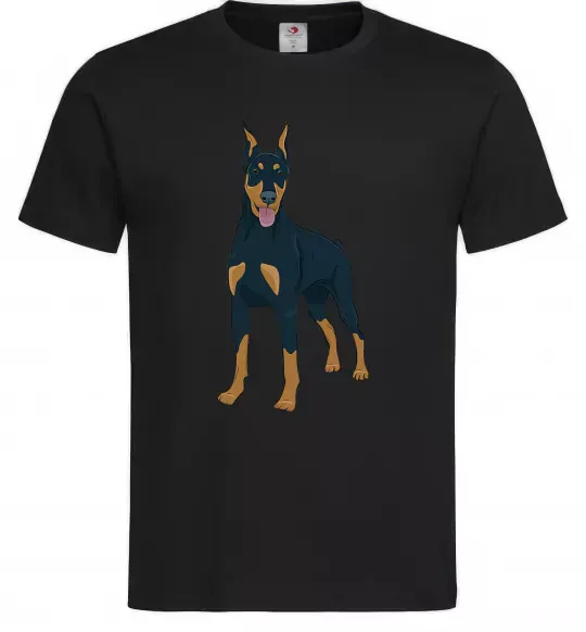 Мужская футболка Доберман стоїть Черный фото