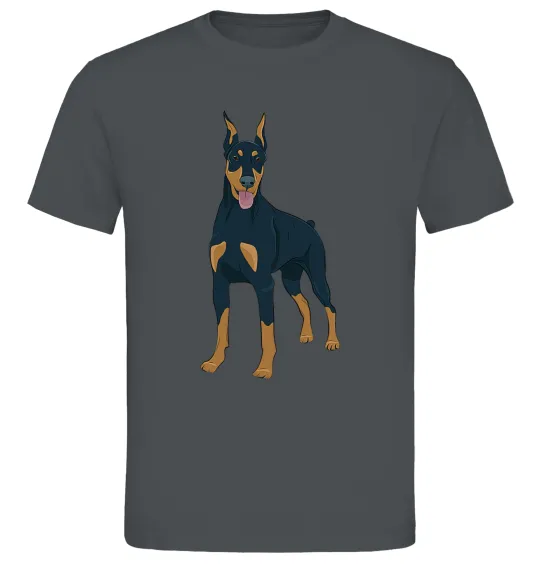 Мужская футболка Доберман стоїть Графит фото